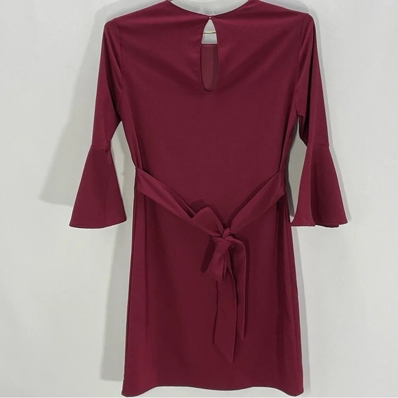 Lulu’s Last Love Song Burgundy Tie Waist Bell Sleeve Mini Dress - Picture 4 of 10